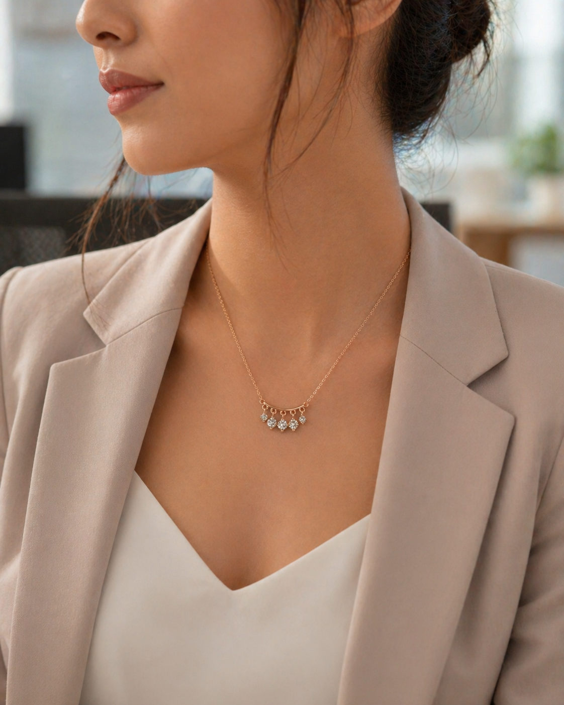 Celeste Rose Gold Drop Necklace