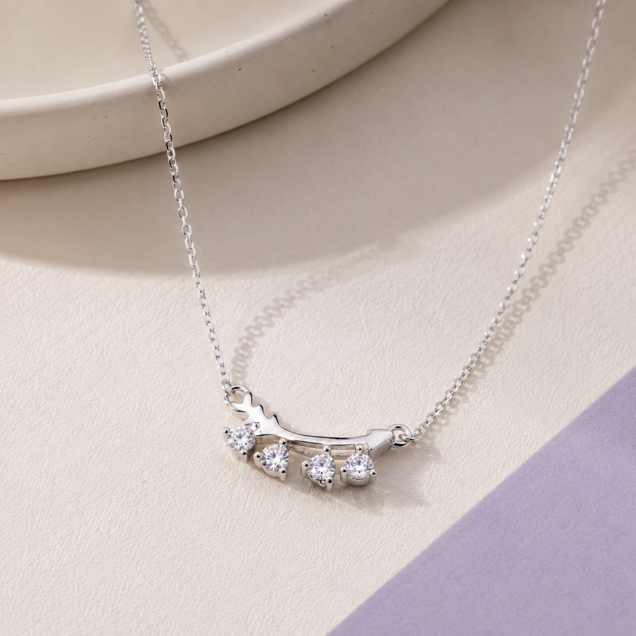 Cupid's Arc CZ Necklace in 925 Sterling Silver