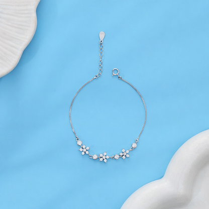 Floral Spark CZ Bracelet in 925 Sterling Silver