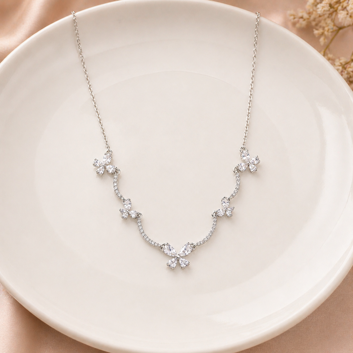 Silver Flutter Butterfly Necklace in 925 Sterling Silver