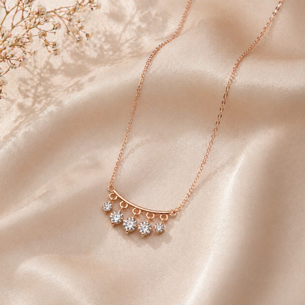 Celeste Rose Gold Drop Necklace