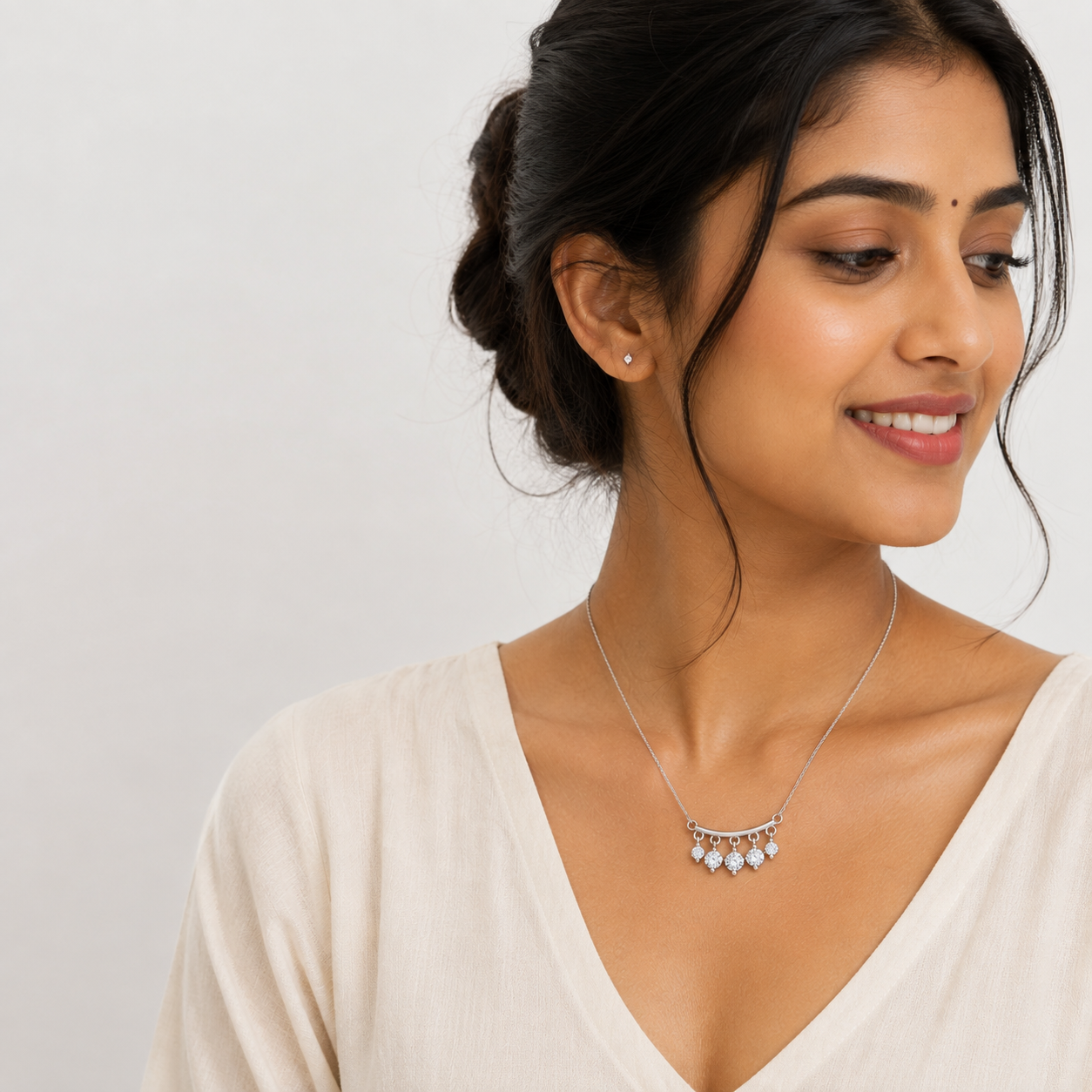 Celeste Silver Drop Necklace in 925 Sterling Silver