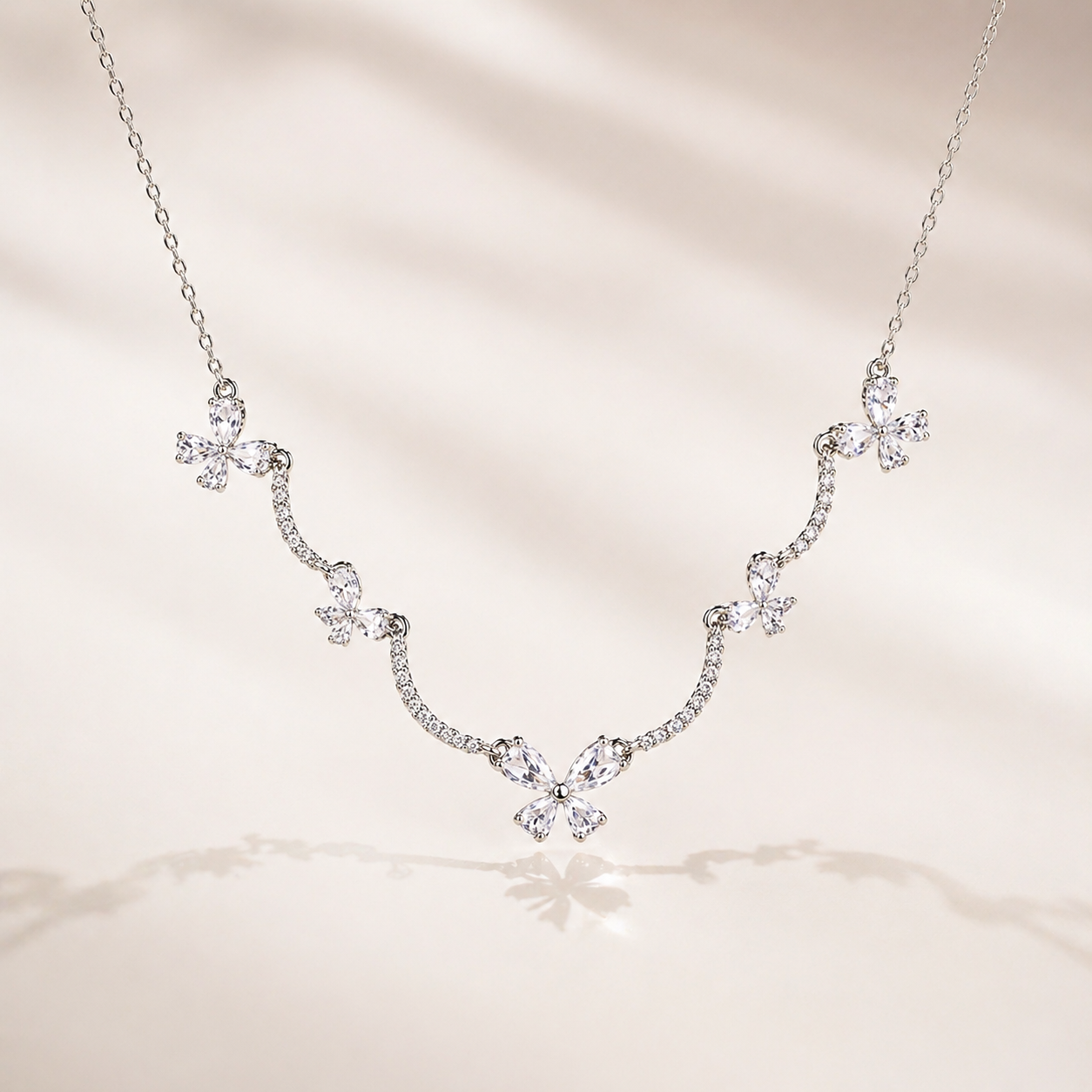 Silver Flutter Butterfly Necklace in 925 Sterling Silver