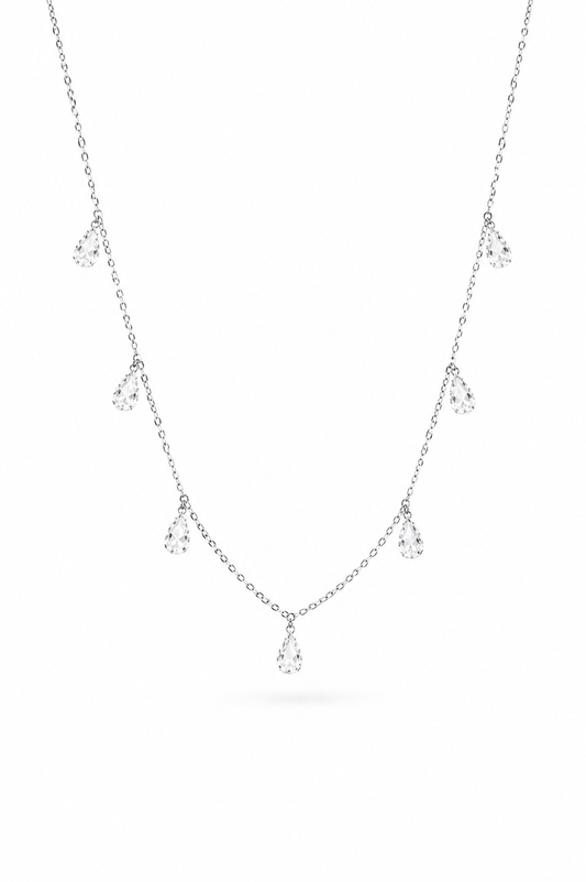 Crystal Dewdrop Necklace in 925 Sterling Silver