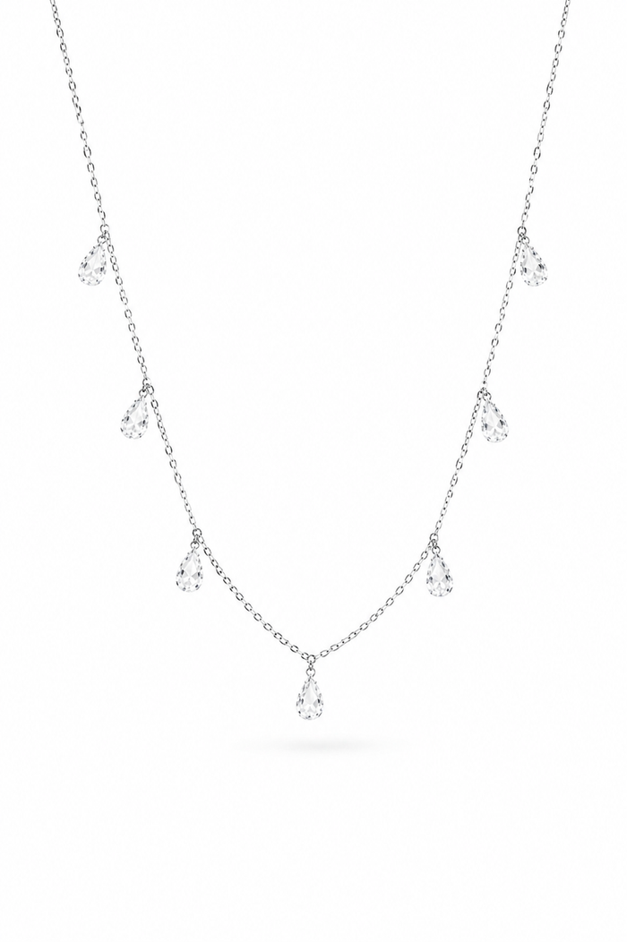 Crystal Dewdrop Necklace in 925 Sterling Silver