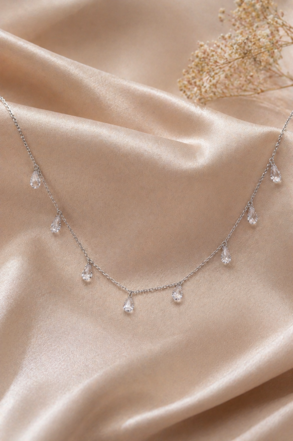 Crystal Dewdrop Necklace in 925 Sterling Silver