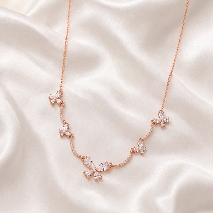 Rose Gold Flutter Butterfly Necklace in 925 Sterling Silver
