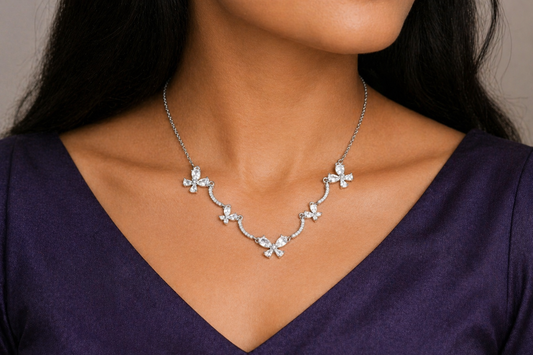 Silver Flutter Butterfly Necklace in 925 Sterling Silver