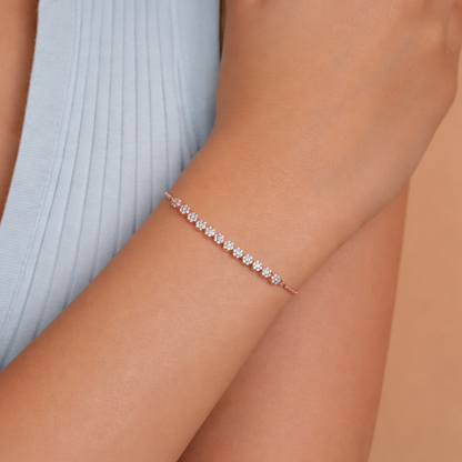 Rose Gold-Plated Classic Diamond Tennis Bracelet in 925 Sterling Silver