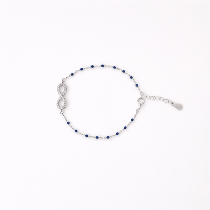 Infinity Charm Bracelet with Blue Beads