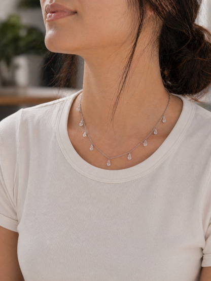 Crystal Dewdrop Necklace in 925 Sterling Silver