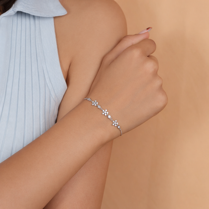 Floral Spark CZ Bracelet in 925 Sterling Silver