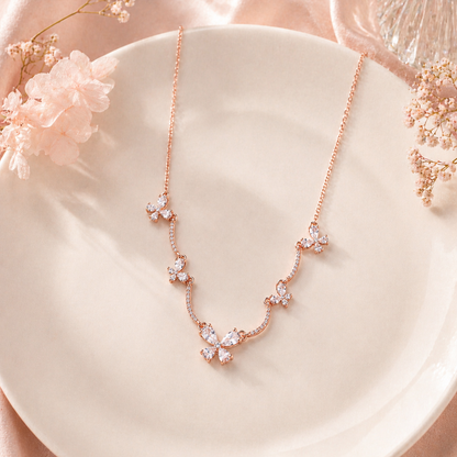 Rose Gold Flutter Butterfly Necklace in 925 Sterling Silver
