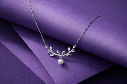 Silver Pearl Vine Necklace in 925 Sterling Silver