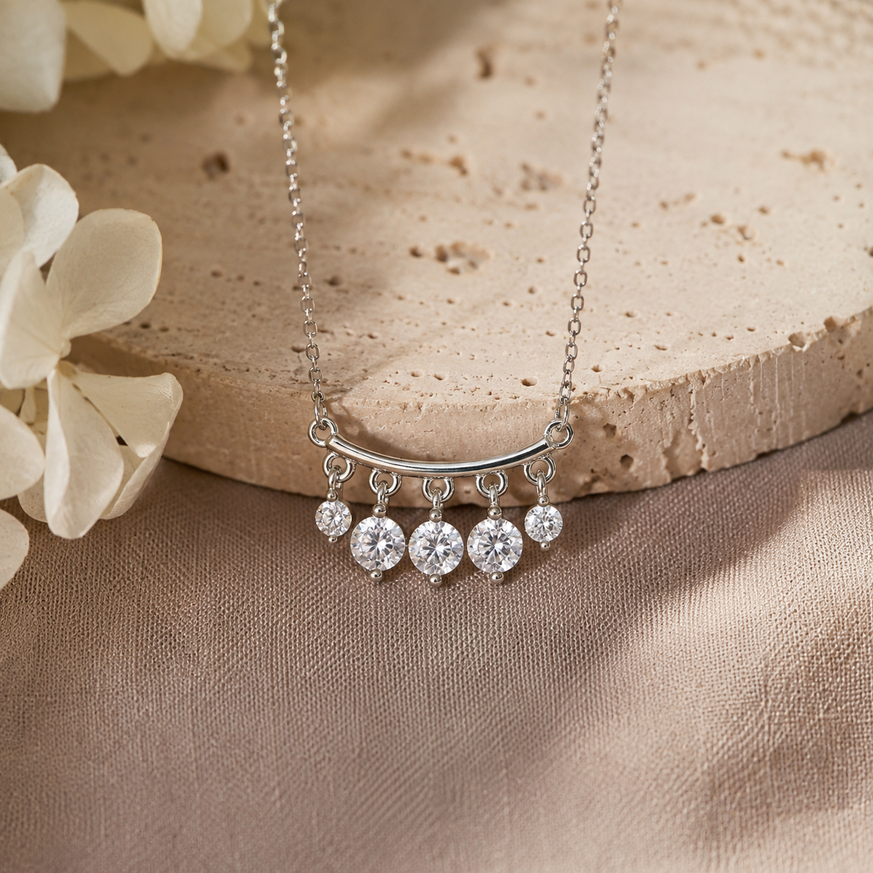 Celeste Silver Drop Necklace in 925 Sterling Silver