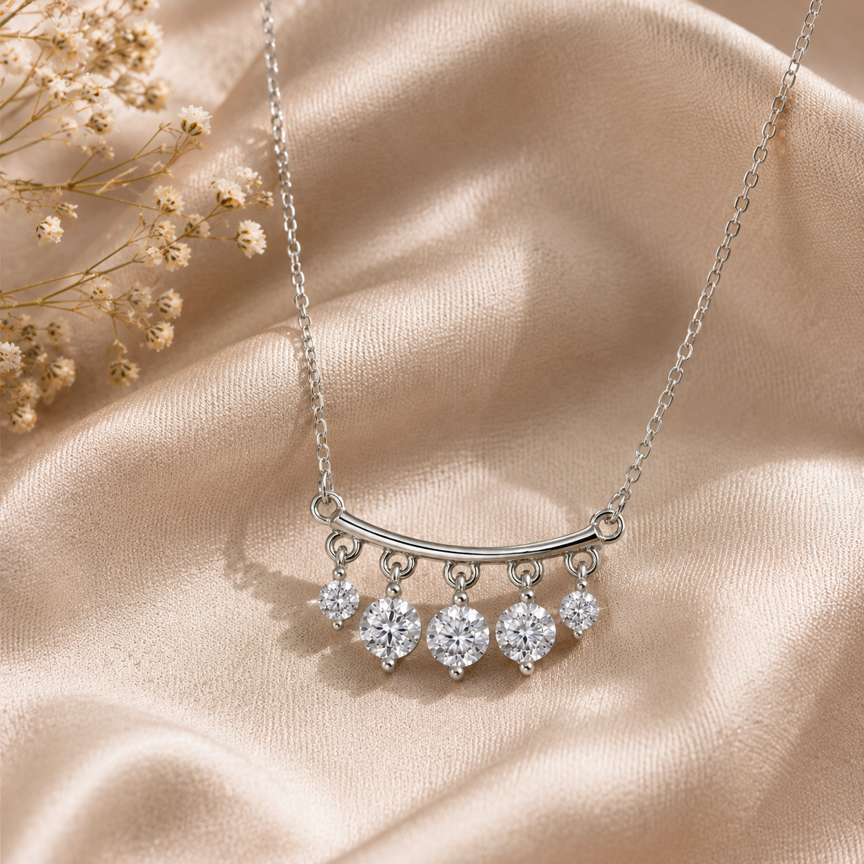Celeste Silver Drop Necklace in 925 Sterling Silver