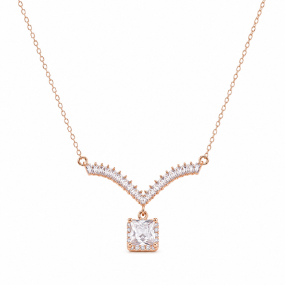 Rose Gold Aria Crystal Drop Necklace in 925 Sterling Silver