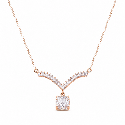 Rose Gold Aria Crystal Drop Necklace in 925 Sterling Silver