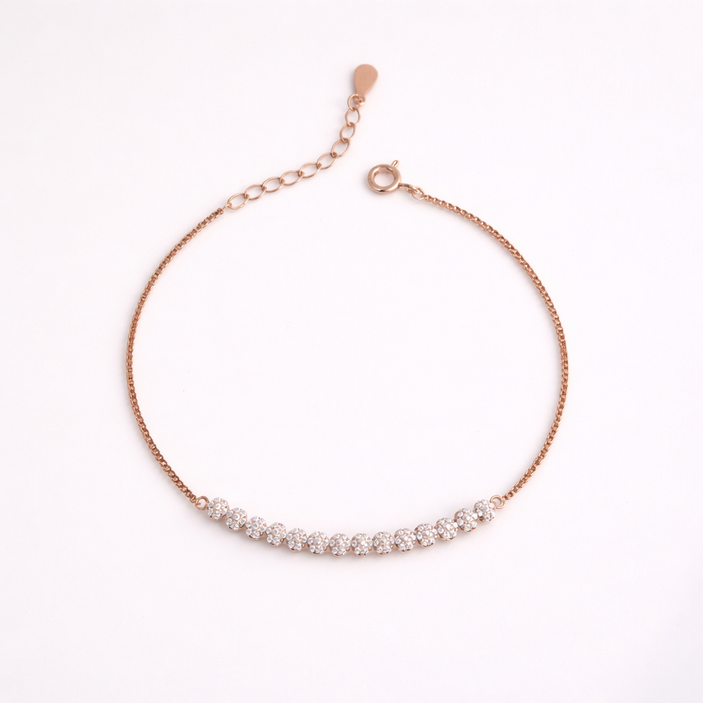 Rose Gold-Plated Classic Diamond Tennis Bracelet in 925 Sterling Silver