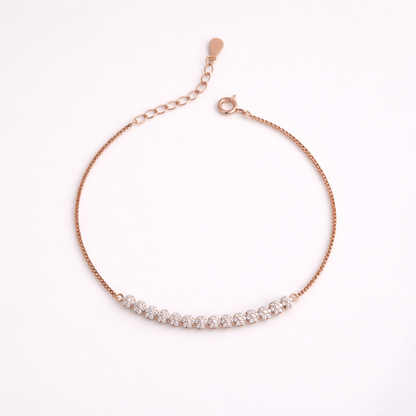 Rose Gold-Plated Classic Diamond Tennis Bracelet in 925 Sterling Silver