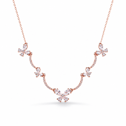 Rose Gold Flutter Butterfly Necklace in 925 Sterling Silver