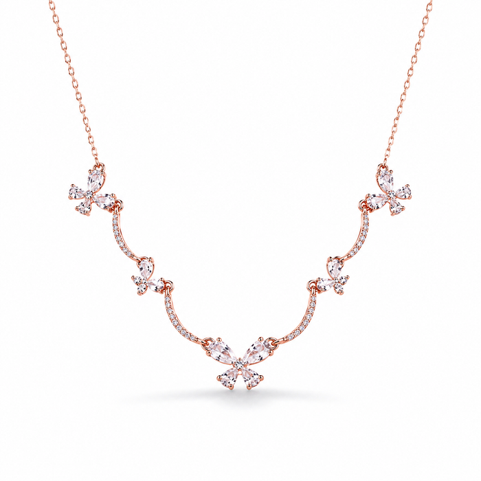 Rose Gold Flutter Butterfly Necklace in 925 Sterling Silver