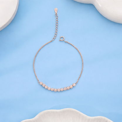Rose Gold-Plated Classic Diamond Tennis Bracelet in 925 Sterling Silver