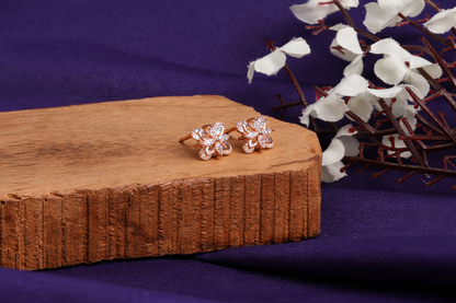 Floral Spark CZ Stud Earrings in 925 Sterling Silver