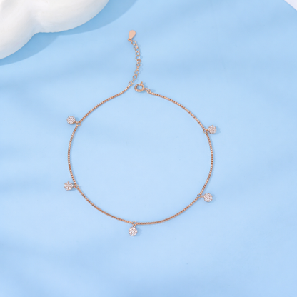 Celeste CZ Charm Anklet in Rose Gold Plated 925 Sterling Silver