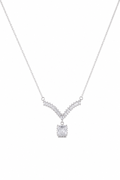 Silver Aria Crystal Drop Necklace in 925 Sterling Silver