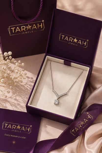 Silver Aria Crystal Drop Necklace in 925 Sterling Silver