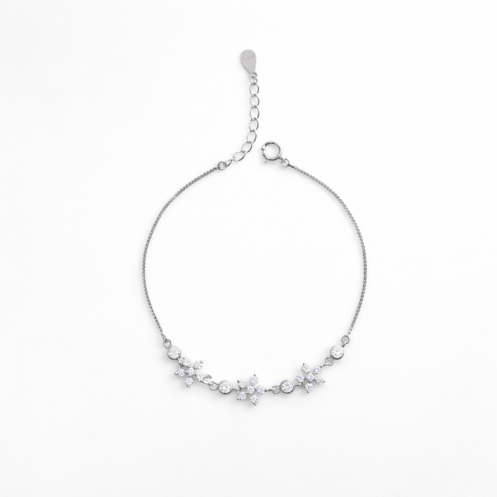Floral Spark CZ Bracelet in 925 Sterling Silver