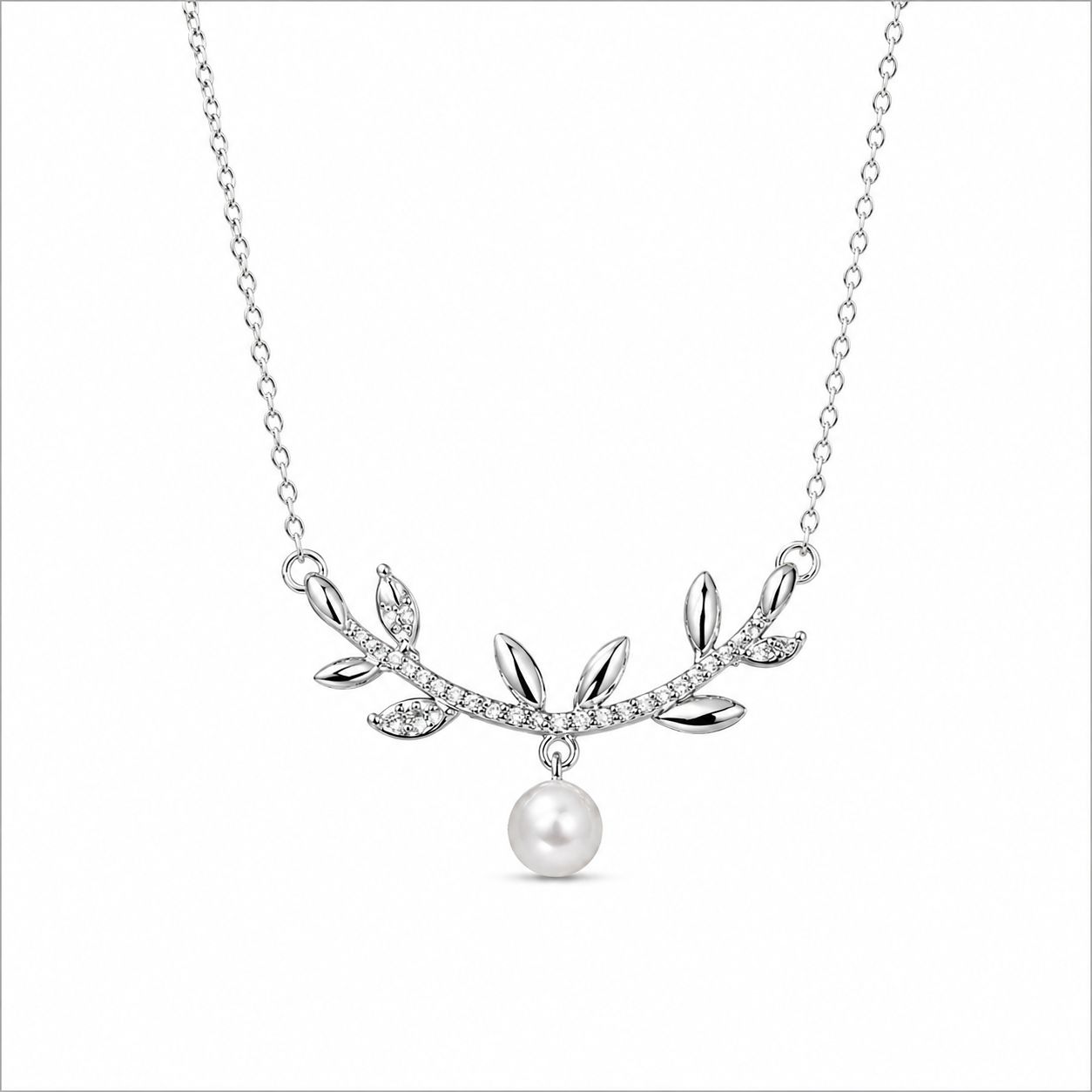 Silver Pearl Vine Necklace in 925 Sterling Silver