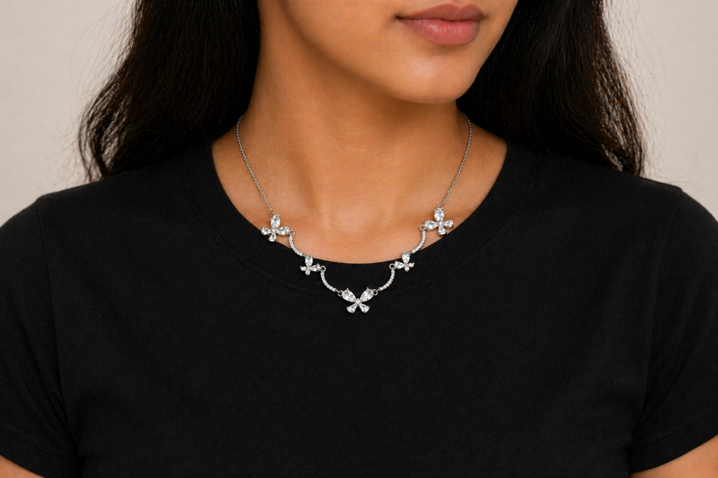 Silver Flutter Butterfly Necklace in 925 Sterling Silver