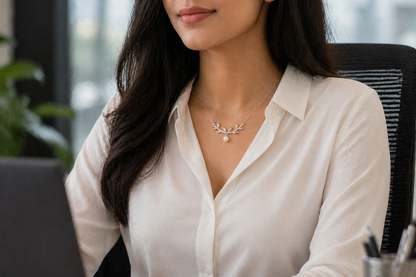 Silver Pearl Vine Necklace in 925 Sterling Silver