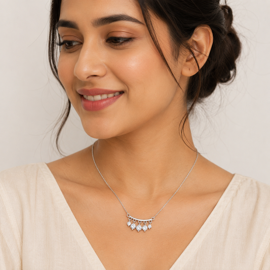 Celeste Silver Drop Necklace in 925 Sterling Silver