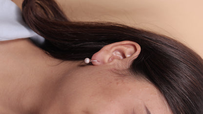 Rose Gold Textured Sphere CZ Drop Earrings