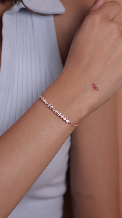 Rose Gold-Plated Classic Diamond Tennis Bracelet in 925 Sterling Silver