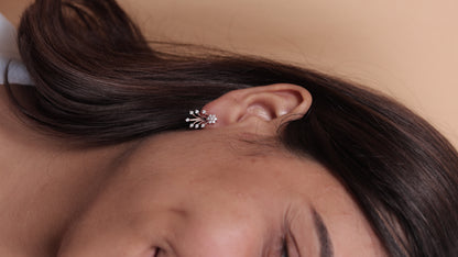Floral Cascade CZ Drop Earrings in 925 Sterling Silver